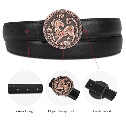 Image of Aurolran Women's Leather Belt with Buckle - Ideal for Dresses, Jeans, and Coats