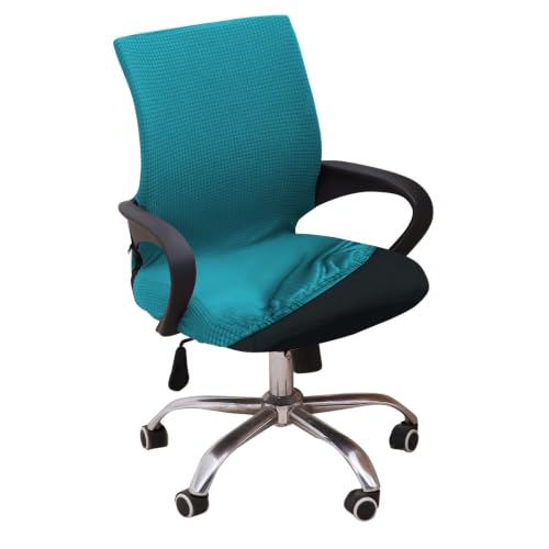 Image of HOKIPO Water Repellent Office Chair Cover for Desk Chair (Low-Back) - 210 GSM Stretch Jacquard - Washable, Durable & Anti-Slip - Fits Small & Low-Back Office Chairs, Teal (NEW-AR-6224-TEAL-S)