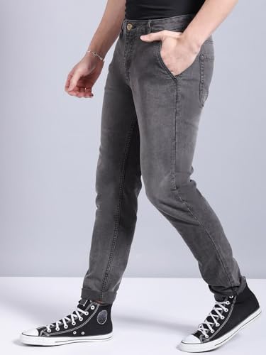 Image of The Indian Garage Co Men Slim Fit Solid Mid-Rise Jeans