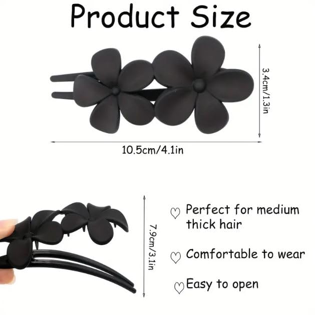 Juda Hair Clips/Big Flower Bow, Matte Floral Hair Accessories for Long Thick Hair, Back Clip for Girls, Hair Clips with Flowers, Hair Clips with