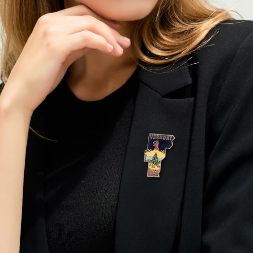 Image of State Shaped Map Lapel Metal Pin Enamel Brooch Keepsake Beautifully Designed for Backpack Hat
