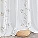 Jinchan White Embroidered Curtains for Living Room - 84 Inch Long Faux Silk Floral Curtains with Grommet Top and Flower Pattern - Light Filtering - 2 Panels