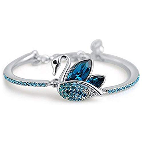 I Jewels Sparkling Blue Swiss Cubic Zirconia Silver Plated Special Bracelet for Women (CH29BL)