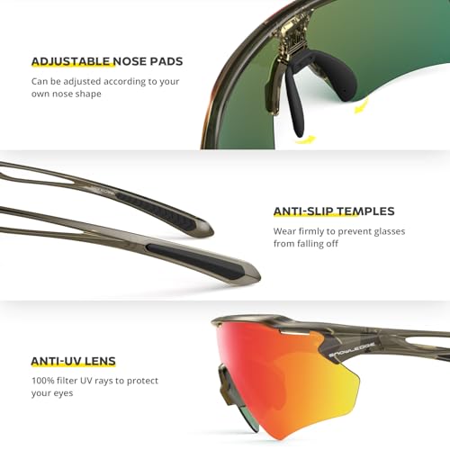 Image of Cycling Glasses, TR90 Unbreakable Frame Polarized Anti-UV400 Sports Sunglasses