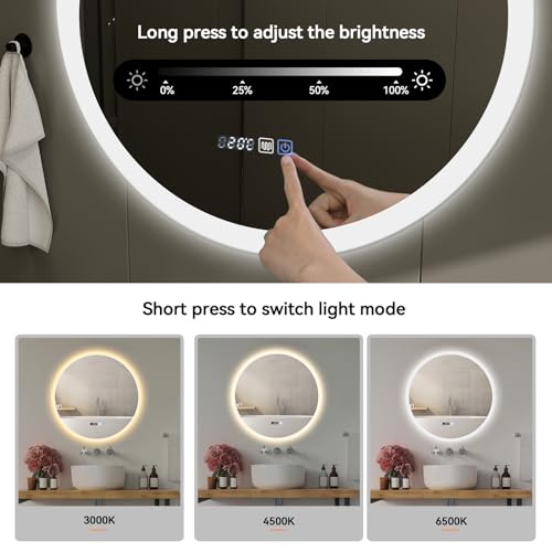 Miroir connecté LED rond pour illuminer vos matins sans buée