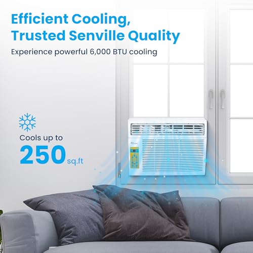 Senville 6,000 BTU Window Air Conditioner, Cools Up to 250 Sq. Ft., Easy to Use, Washable Filter - Image 3