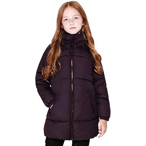 SOLOCOTE Girls Winter Coats Heavyweight Mediun Length Warm Jackets Down-like Cotton Wadding Outwear, 80817-Purple-7-8Y Cover