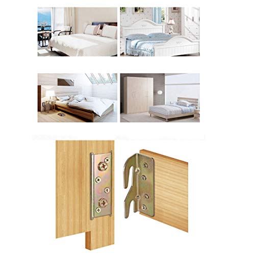 SpzcdZa 4 Sets Bed Rail Brackets Heavy Duty No-Mortise Bed Rail Fittings Wooden Bed Frame Connectors with Screws for Headboards Footboards Hold