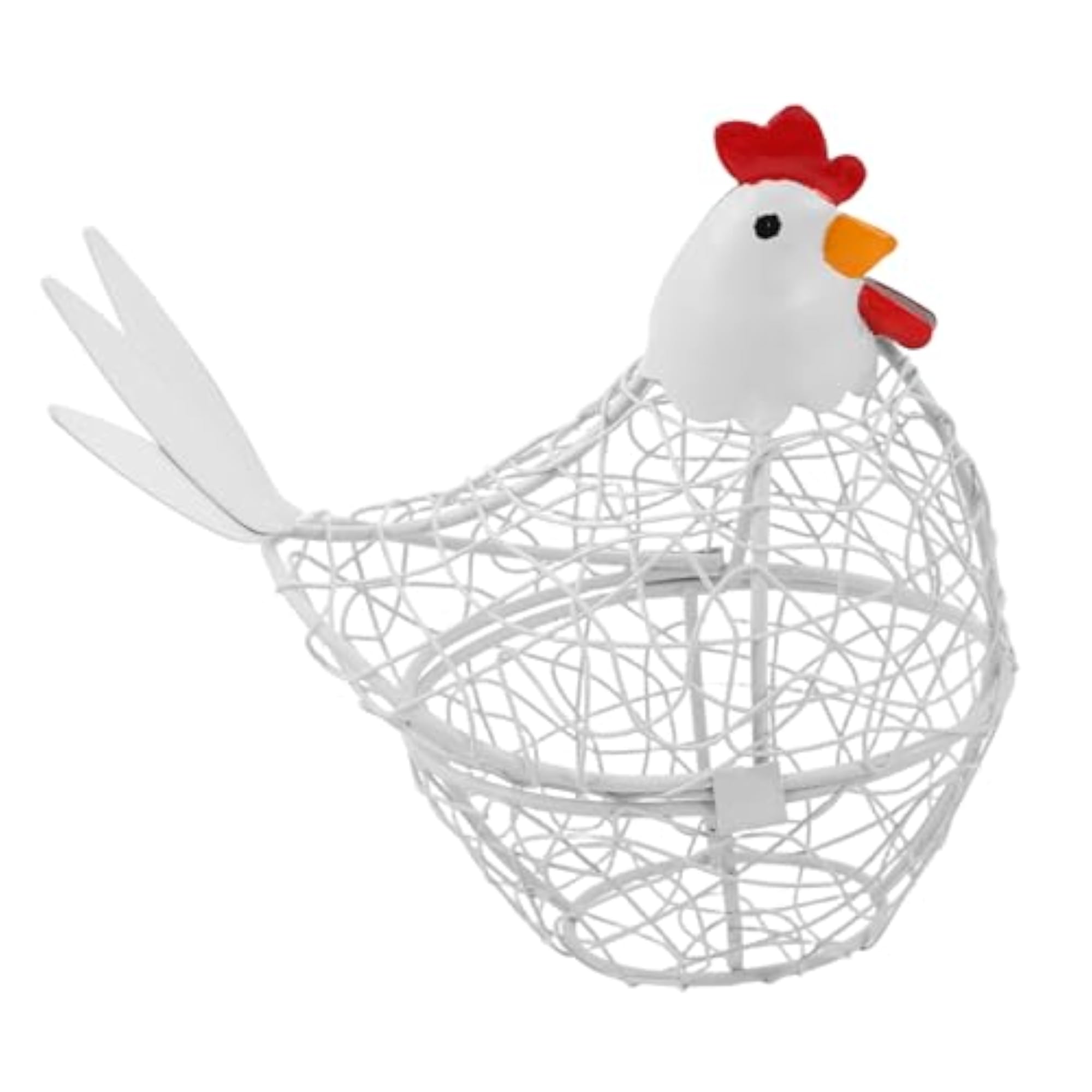 White Iron Wire Egg Basket, Space Saving Storage Organizer