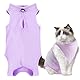Recovery Suit Katze Haustiere Schutz Kleidung Katzenbody Nach Op Anti-leckende Wiederherstellung Anzug Weste operation genesungsanzüge für katzen für Katzen bei Bauchwunden oder Hautkrankheiten Lila L