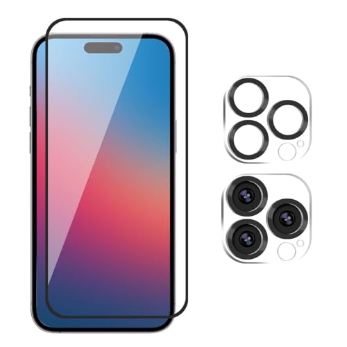 Image of PremiumiPhone 15 Pro Max Tempered Glass With Camera Lens Protector-Ultimate Protection Kit Edge To Edge Screen Protector ForiPhone 15 Pro Max 9H Hardness Ultra Hd Anti-Scratch Case Friendly