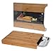 PLANCHE À DÉCOUPER BOIS, BAMBOU, 4cm hauteur, avec réservoir, design, cuisine, originale, AVEC PLATEAU RECUPERATEUR, 35 x 4 x 25 cm