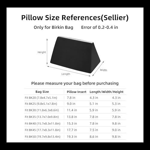 Image of DGAZ Purse Pillow Shaper Insert,Luxury Handbag Tote Shapers, Memory Foam- Fits Birkin 20 /25 /30 /35 /40 /45 /50 Bag(Black,BK25 Sellier)