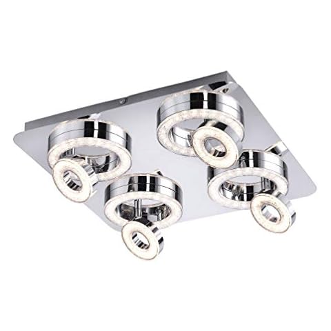 LED Design Decken Leuchte Kristall Strahler eckig Ringe beweglich Wohn Zimmer Lampe Leuchten Direkt 14522-17 Silber Cover