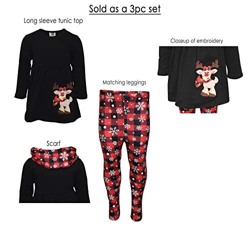 Image of Unique Baby Girls Kids Toddler 3pc Outfit Set Long Sleeve Soft Knit Tunic Top Leggings and Scarf