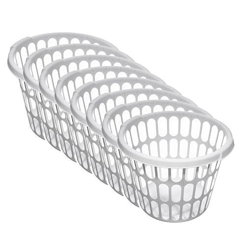 (8 Pack) 1-Bushel Round Plastic Laundry Baskets - Durable,Large Capacity for Bedroom, Bathroom, Laundry Room & Dorm