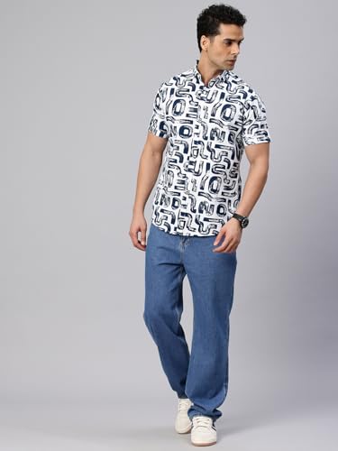 Image of Majestic Man Slim Fit Floral Printed Pure Cotton Casual Half Sleeve Shirt
