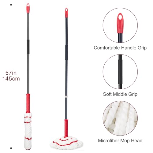 Image of KeFanta Self Wringing Mop for Floor Cleaning, Microfiber Floor mop with 57 inch Long Handle, Easy Wringing Mops for Kitchen Hardwood Bathroom Garages Warehouses Vinyl Tile Laminate Home Office