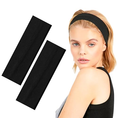 Frogetu 2 Piezas Diadema Elástica,Cinta Sudor Cabeza de Mujer y Hombre,Diadema de Yoga Deportivo,Diadema Deportiva Antideslizante,para Hacer Entrenamiento,Correr