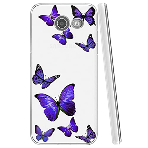 Vavies Case For Galaxy J3 Prime/J3 Emerge/Express Prime 2/Amp Prime 2/J3 Mission/J3 Eclipse/J3 Luna Pro Case, Clear Tpu Back Phone Protective Cover Cases For Samsung Galaxy J3 2017 (Purple Butterfly) #TOP2
