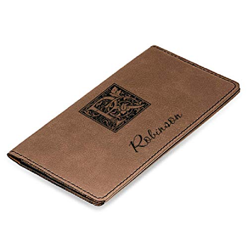 Executive Gift Shoppe | Initial Monogram Dark Brown Checkbook Cover