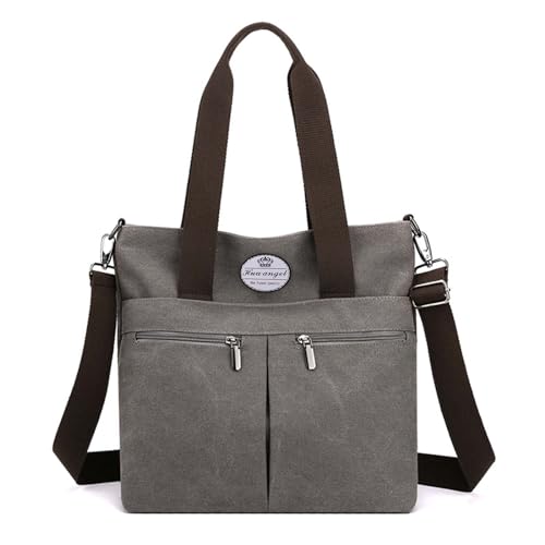 Image of HUA ANGEL Women's Canvas Tote Bag Lightweight Crossbody Purse Multi-Pocket Durable Handbags for Work College Shopping Beach