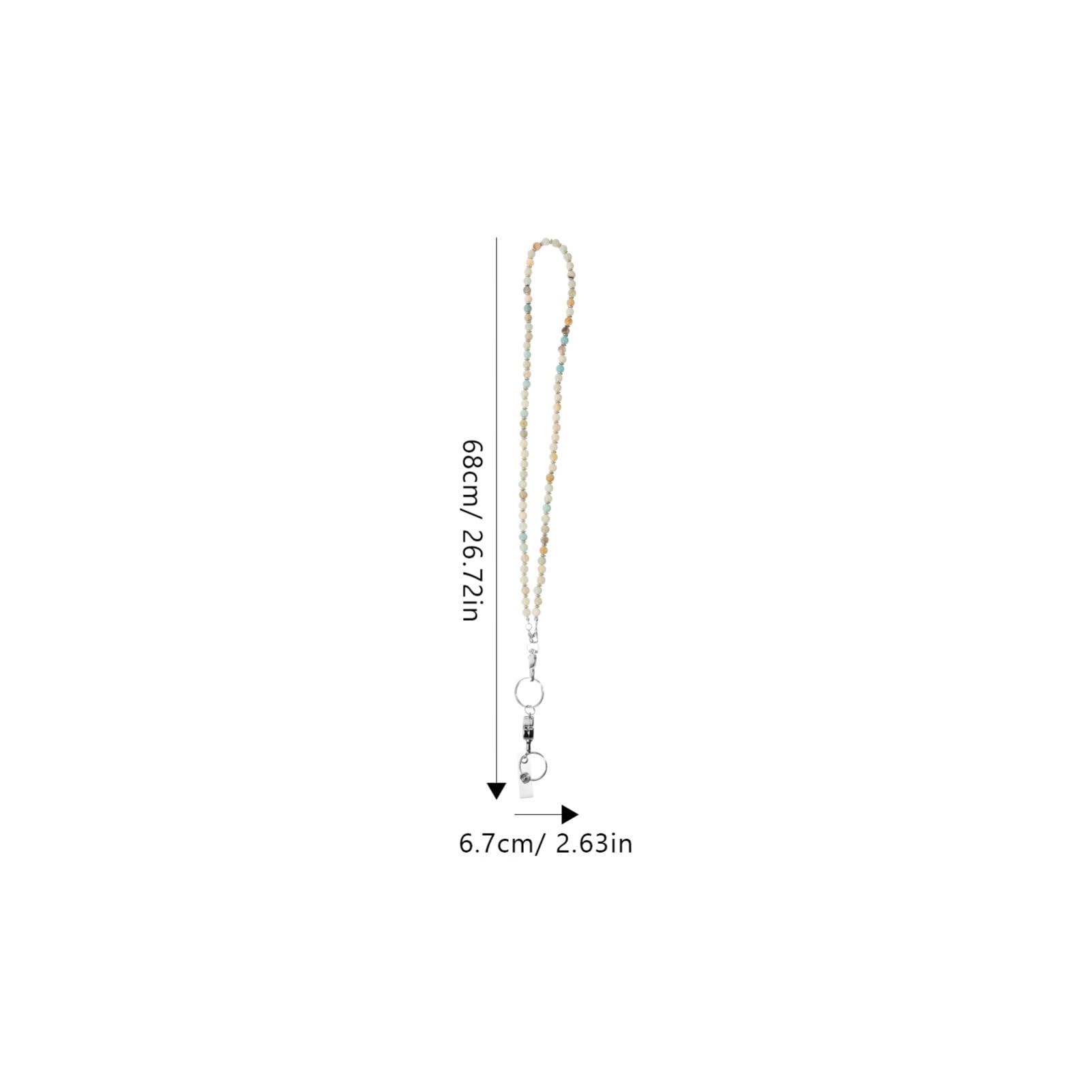 Porte-badge Rétractable en Acier Inoxydable avec Chaîne Perles en Verre, Collier Élégant pour Carte D'identité, pour Professionnels et Infirmières
