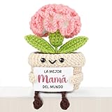 Giftasy Regalo Madre, Regalo Mama Cumpleaños - Clavel de Crochet Tejido a Mano, Originales Regalos Dia de la Madre, Navidad