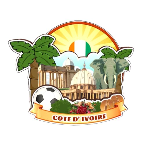 Dwutahcy Cote d'Ivoire Aimant de réfrigérateur en bois mignon 3D City Voyage Souvenirs Artisanat Fait à la main Tableau blanc Décor Collection Cadeau