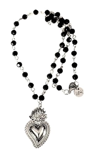 Collana Cuore Sacro Ex Voto Con Perline in Vetro Sfaccettato Con Ciondolo Cuore Sacro Idea Originale per Regalo Cuore Sacro perline vetro 4 mm