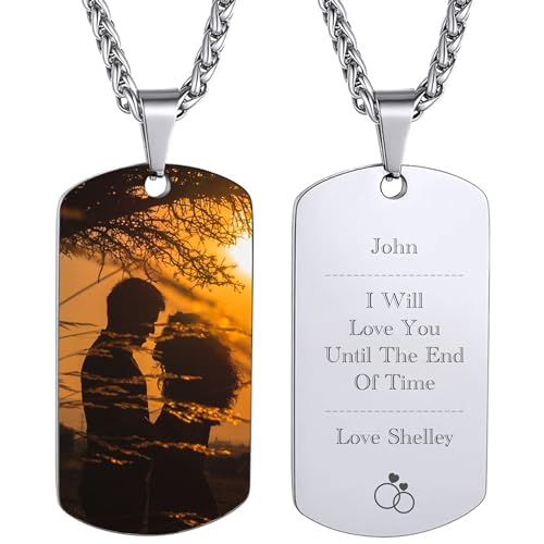 Collier photo personnalisé pour hommes et femmes, collier avec plaques d'identité personnalisées avec image/texte/icône, cadeau commémoratif personnalisé pour anniversaire, Noël, anniversaire