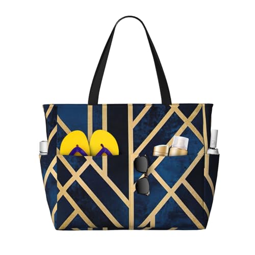 Bolsa de playa grande y bolso de viaje versátil con estampado geométrico moderno