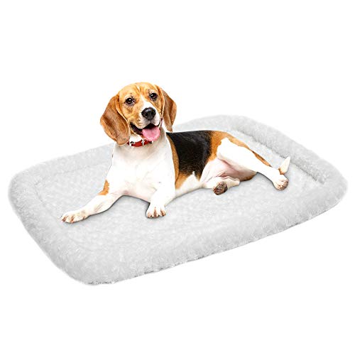 amorus Pet Bed | Deluxe Super Plush Dog Beds Ideal for Metal Dog Crates | Machine Wash & Dry Friendly (36'' x 24'', White)