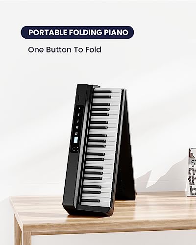 [2023 Upgraded] Full Size Digital Piano Keyboard, 88 Key Folding Piano With Bluetooth Midi, Semi-Weighted Portable Piano Keyboards, Wood Grained Electric Piano For Beginners, Kids, Adults By Cossain #TOP1