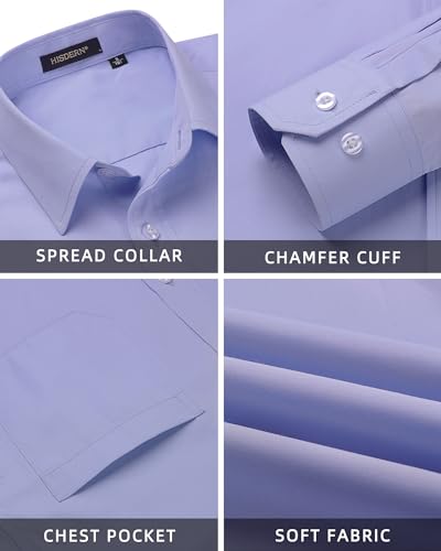 Image of HISDERN Mens Dress Shirt with Tie Pocket Square Set Classic Button Down Shirt Matching Tie Long Sleeve Shirts