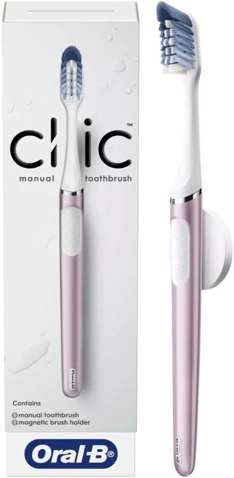 Oral-B Clic Manual Toothbrush, Rose Quartz, with Magnetic Toothbrush Holder - 1 Count