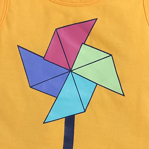 Image of Hopscotch Boys Graphic Print Vest And Shorts Set In Orange