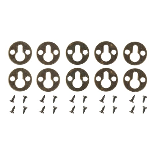 Image of 10Pcs Metal Round Wall Hanging Painting Picture Photo Oil Painting Mirror Frame Hooks Hanger with Screws Furniture Hardware 25mm(Bronze)