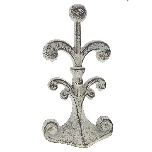 Comfify Fermaporta in ghisa di Fleur De Lis fermaporta Decorativo Cuneo | con Fondo in Feltro AntiGraffio Imbottito | Design Vintage - Bianco