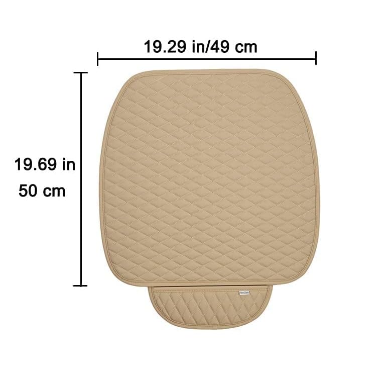Image of BROGBUS Flax Car Seat Mat Vehicle Seat Cover Car Seat Cushions Front Single Seat Cover (Cream, Pack Of 1) (Only Front Seat Mat)