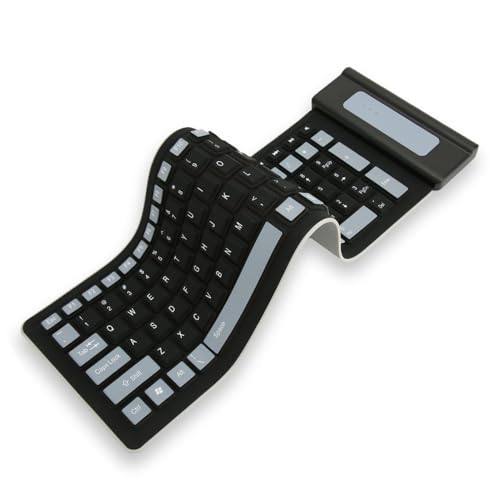 Dpofirs Clavier Flexible Pliable et Enroulable, Clavier Portable en Silicone sans Fil 2,4 G pour...