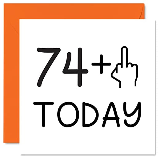 Tarjeta cumpleaños 75 años divertida mujer, dedo medio, tarjetas cumpleaños groseras hombres, tarjetas felicitación cumpleaños 145 mm x 145 mm, tarjetas broma mamá, papá, abuelo, abuela, tía tío