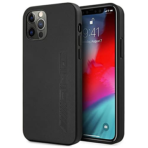 Mercedes AMG AMHCP12LDOLBK Étui de protection en cuir pour iPhone 12 Pro Max 6,7" Noir