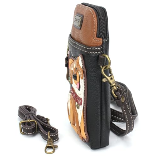 Image of CHALA Dog Collection Cell Phone Crossbody Purse-Women PU Leather /Canvas Multicolor Handbag with Adjustable Strap