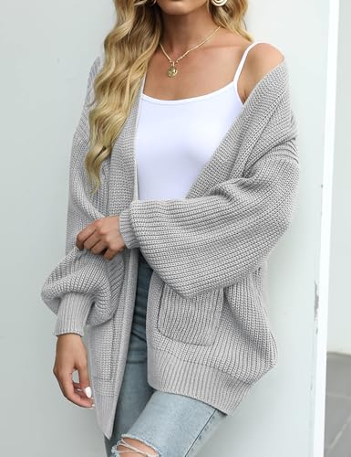 Image of MEROKEETY Long Sleeve Oversized Cardigan Sweaters for Women | Fall Winter Sweaters, Open Front, Chunky Knit, 2026 Casual Work Outerwear with Pockets
