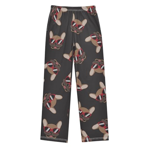 Boys' Pants Dog Bulldog Puppy Sunglasses Dark Long Bottoms Jogger Pants Elastic Waist Trousers with Pockets S-XL