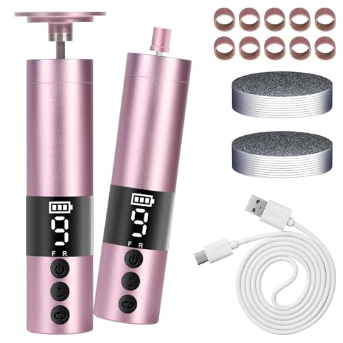 Lima Electrica Pies Durezas, con limas de pies y pulidor de uñas, para Pies con Pantalla LCD y 9 Niveles, set de cuidado de pies para talones agrietados, callosidades, muerto (Oro rosa)
