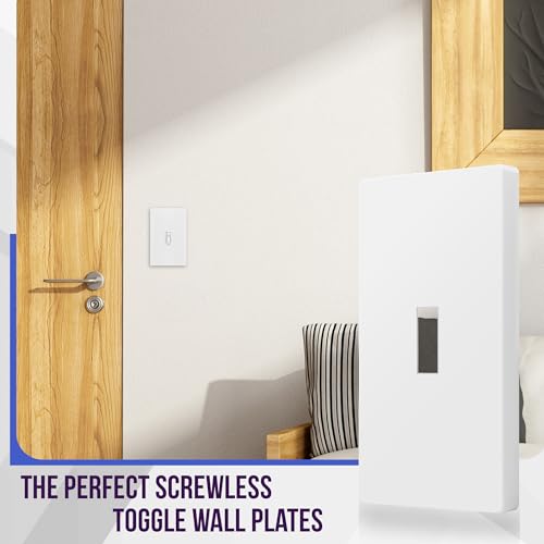 Image of ENERLITES Screwless Toggle Switch Wall Plate, Child Safe Light Switch Cover, Standard 1-Gang 4.68 inch x 2.93 inch, Unbreakable Polycarbonate Thermoplastic, UL Listed, SI8811-W-10PCS, Glossy White, 10 Pack