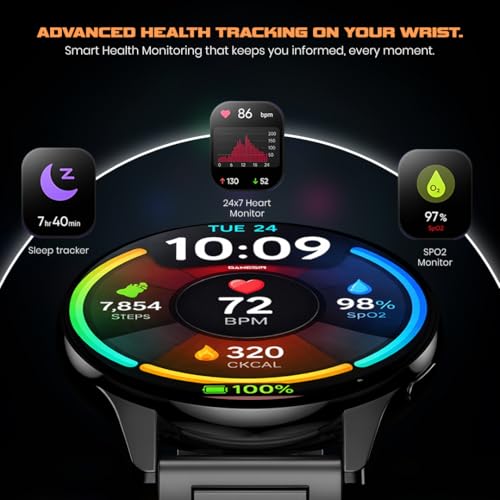 Image of GameSir Evo Vista Smartwatch, 1.39 inch HD Round Display, Bluetooth Calling, Heart Rate & SPO₂, 100+ Sports Modes, IP67, Long Battery Life for Men & Women (Matel Black)