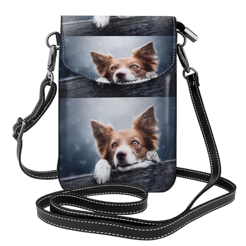 Porte-téléphone Border Collie marron avec porte-carte intégré